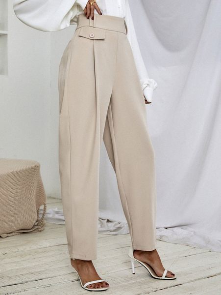 

high waist plicated detail pants z3dn#, Black;white