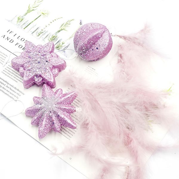 

hexagonal decoration glitter pink feather foam star pentagram round ball hanging pendant christmas tree ornament