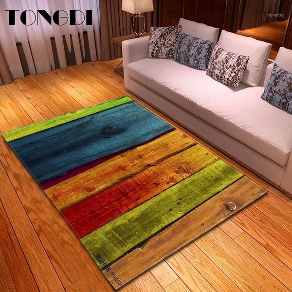 

carpets tongdi modern carpet anti-skid elegant artistic 3d colorful plank stripe print mat luxury decor for parlour livingroom bedroom1
