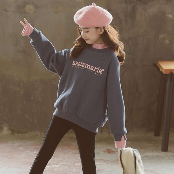 

plush sweater autumn warm et middle and large children's thick girl's foreign sle bottom coat winter, Black