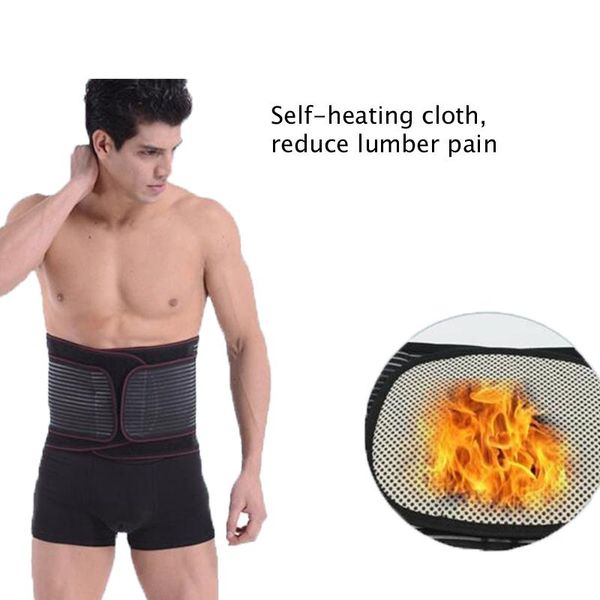 

adjustable waist tourmaline self heating magnetic therapy back waist support belt lumbar brace massage band health care, Black;gray