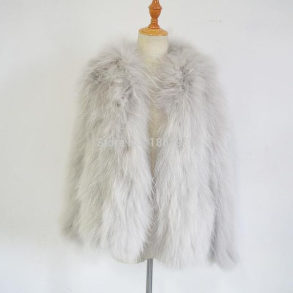 

sj475 fashionable hooded design size women raccoon material women coat, Black