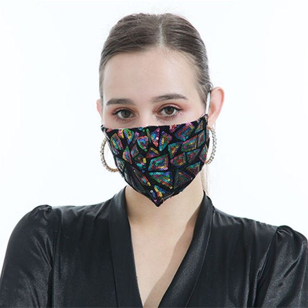 

2020 christmas sequin winter women black face mask adjustable washable dustproof cycling face covers adults casual mouth-muffle ly10262