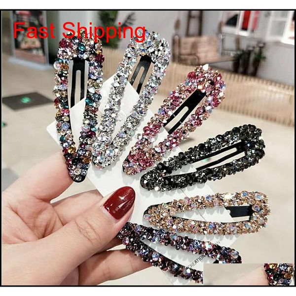 

bling full rhinestone crystal hairpin girl handmade beaded side pins barrette sparkle ornament hair accessories gift 6 styles x477fz obzyn