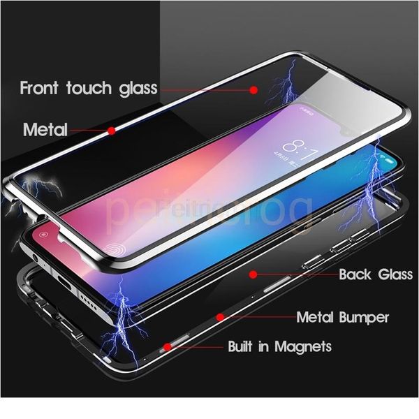 

double sided magnetic metal case for xiaomi mi 10 pro 9 se cc9 a3 lite 9t glass cover for redmi jllcoj