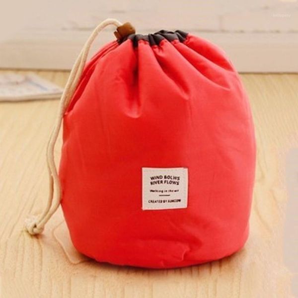 

women drawstring bucket shaped cosmetic bag large capacity waterproof makeup bag fashion nylon portable cosmetic #201