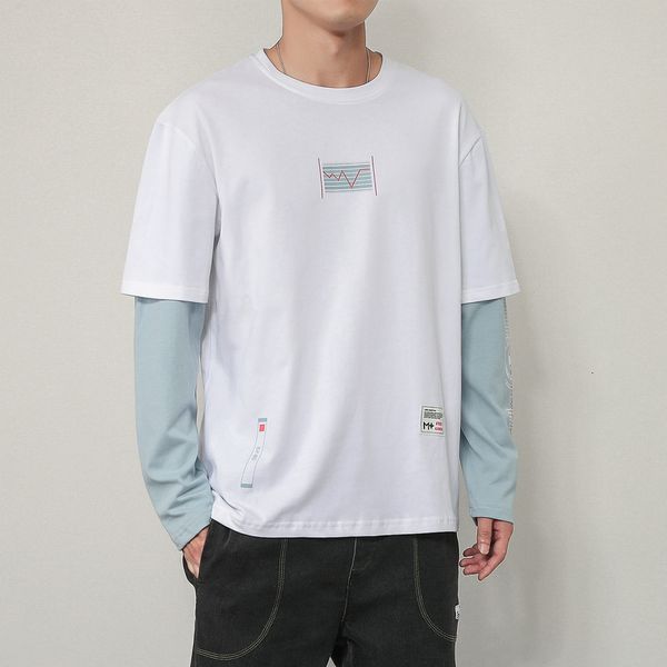 

2021 new autumn spring fashion oversize pieces impression long sleeve male tshirt neck shirt t btfd, White;black