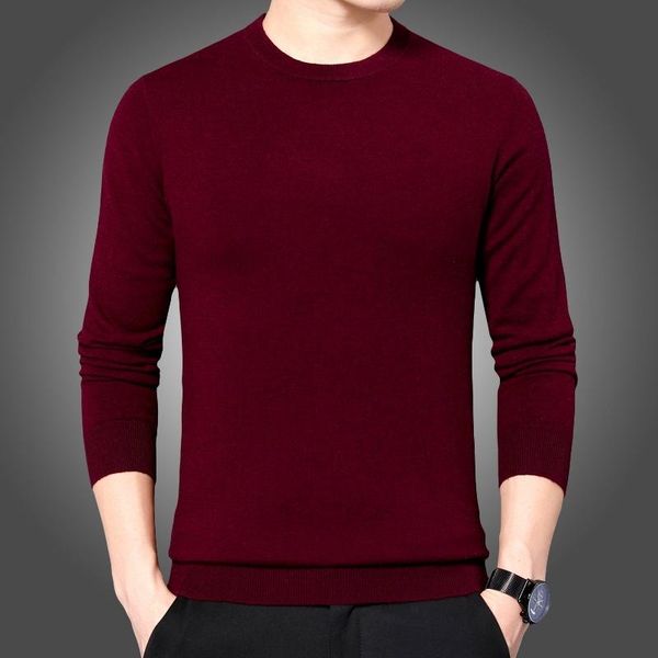 

men's pure cashmere sweater thin round neck versatile slim bottomed shirt for young and middle-aged dad, White;black