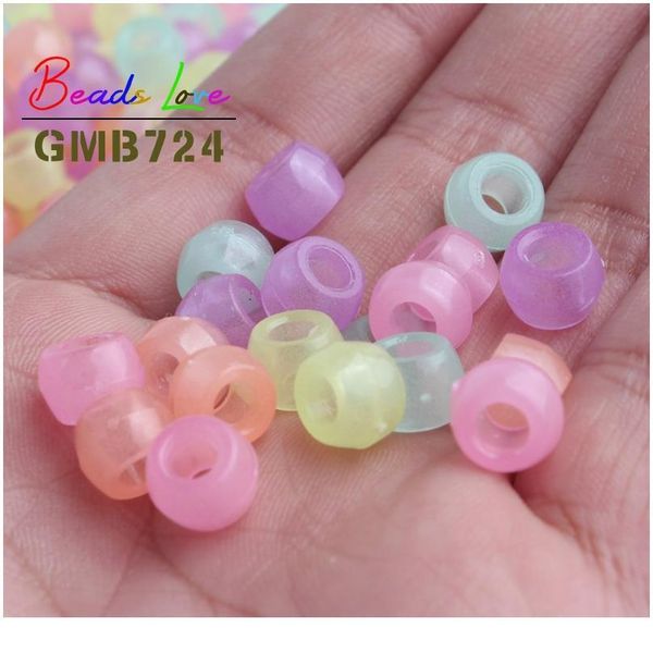 

100pcs luminous acrylic beads 6*9mm big hole glow in the dark spacer beads for jewelry making diy bracelet necklace acc qylzvu