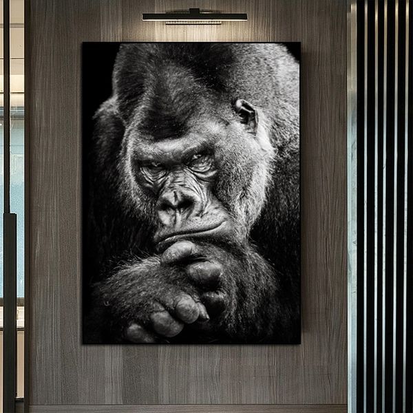 

black gorilla canvas painting animal monkey posters and prints vintage wall pictures for living room bedroom modern home decoration