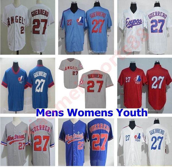 

2018 baseball hall of fame montreal expos #27 vladimir guerrero jersey mens women youth 1982 vintage mesh bp 2004 retro kids shirts, Blue;black