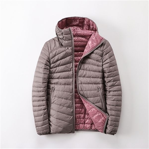 

newbang brand duck coats ultra light down jacket women lieghtweight double side reversible jackets women's windbreakers y201012, Black