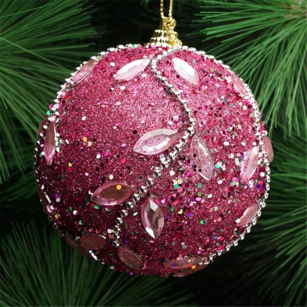 

party decoration 8cm glittery rhinestone inlaid foam ball bauble hanging xmas tree ornament lightweight ktv offices el christmas home decor1