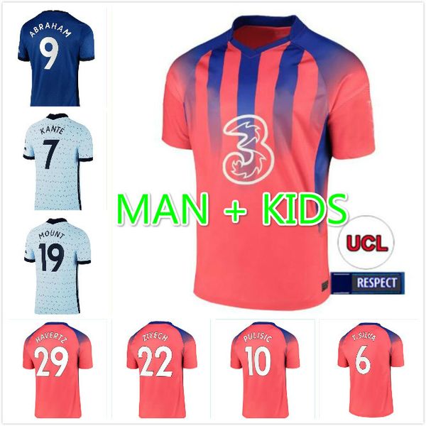 

20/21 pulisic abraham lampard kante odoi willan giroud home soccer jersey 2021 away mount camiseta de футбольная рубашка мужчины kids kit, Black;yellow