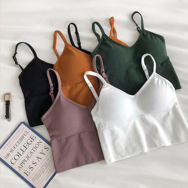 

heliar spaghetti female crop tube korean v-neck camis beauty back bra 2020 summer vest women's tank cropped1, White
