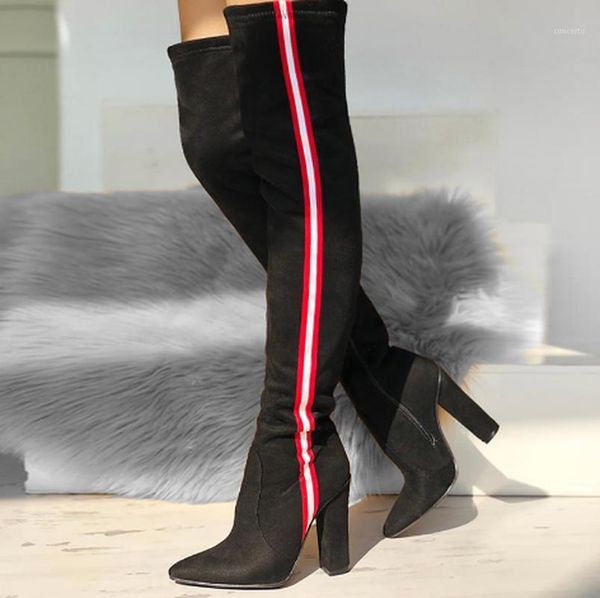 

high heels shoes over knee high boots woman warm leather knight shoe chaussures femme zapatos mujer sapato soft women k02251, Black