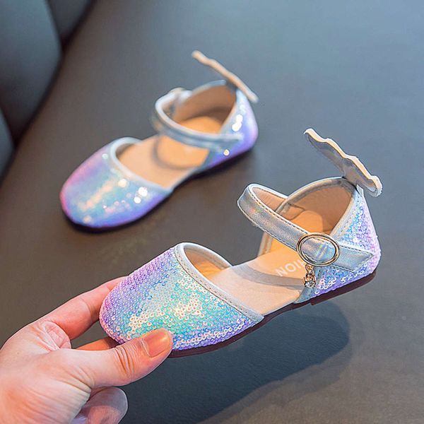 

new summer 2020 drs princs sho hollow sequin baotou sandals girls' flat heels, Black;red