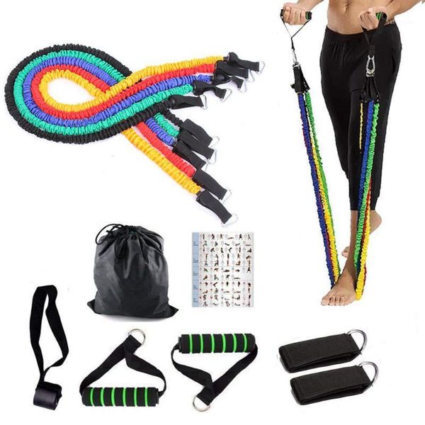 

resistance bands 11 pieces/set fitness band yoga indoor exercise rubber ring tube belt latex door anchor ankle bag1