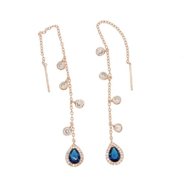 

dangle & chandelier brincos fashion design punk rock gold color long chain tassel drop zirconia exaggerated statement earrings for women, Silver