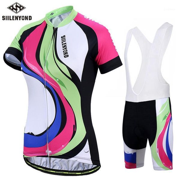 

racing sets siilenyond summer women's cycling suit strap riding ladies1, Black;blue