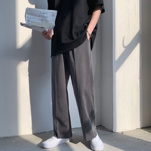 

dvfbh solid wear 2020 autumn new pantswide casual loose men's color straight lovers trend casual pants men's leg pants wide leg pa, Blue