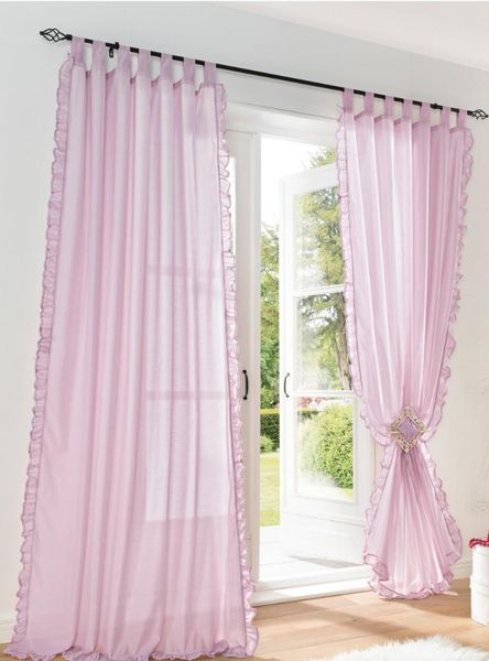 

1pair of sheer curtain 2pcs beautiful ruffles white pink yellow colors window curtains,table hooking,rod pocket udo8x