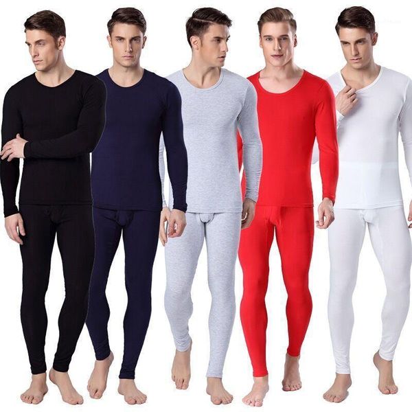

new thermal underwear mens long johns men autumn winter shirt+pants 2 piece set warm solid underwear sets plus size -xxxl1, Black;white
