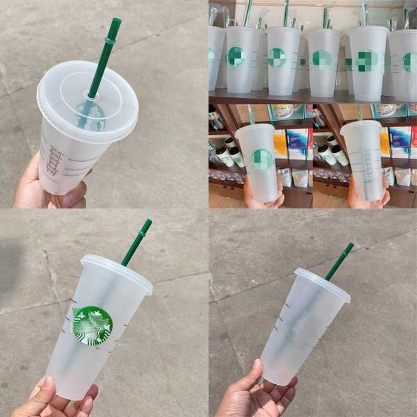 

starbucks mermaid goddess 24oz/710ml plastic mugs tumbler reusable straw milk tea cold water cupsd9fb