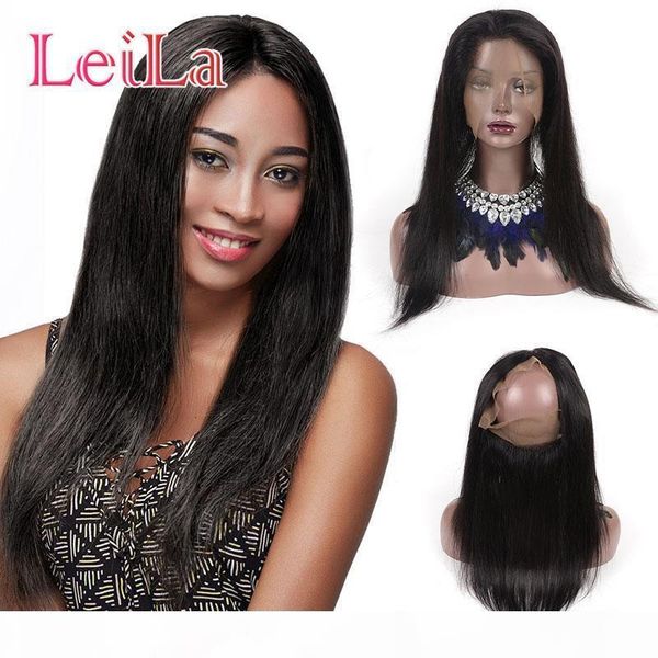 

brazilian virgin hair 360 lace frontal straight silk hair pre plucked with baby hair 360 lace frontal straight natural black, Black;brown