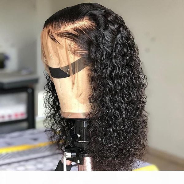 

13x6 deep part pre plucked curly lace front wig with baby hair wet and wavy malaysian virgin hair wigs for black women 9a, Black;brown