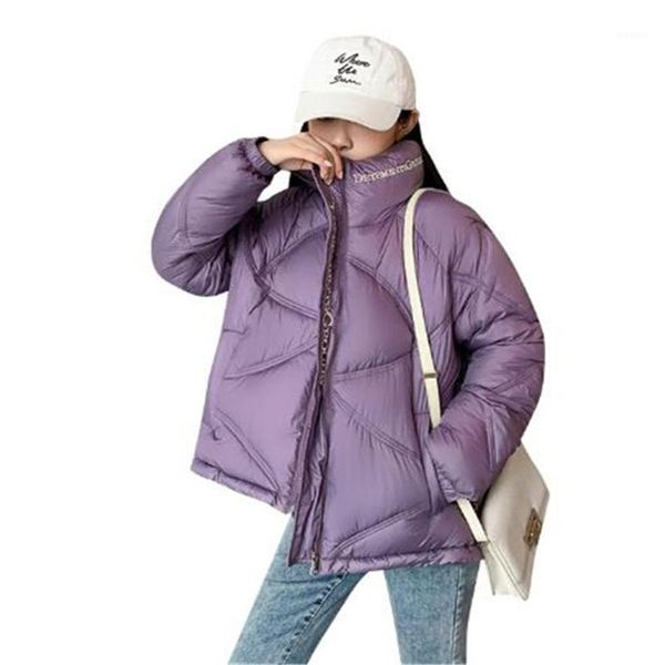 

2021 models women's fashion solid color slim short cotton casual jacket coat parkas padded1, Black