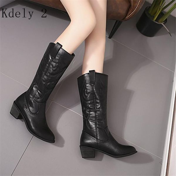 

riding boot knee high pu women snow boots women's fashion winter thigh high boots shoes woman chunky heel plus size 34-43, Black