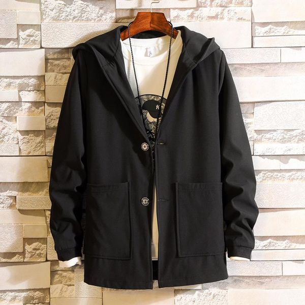 

autumn new products loose and plus-sized coat male juvenile korean-style slim fit handsome cap mid-length thin man coat, Tan;black