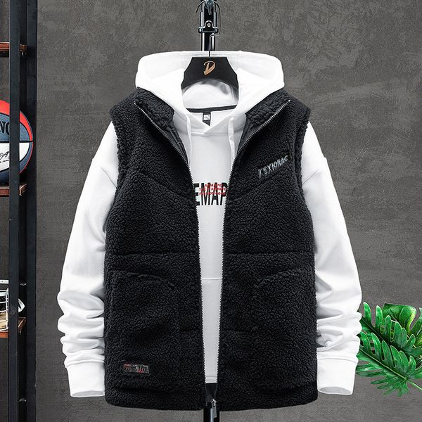 

autumn and winter season cashmere hooded men's fashion brand jacket casual coat thickened down vest, Black;white