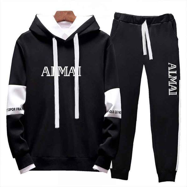 

mens tracksuit fashion stylish hoodies pants 2 piece sets solid color stylist outfit suits 2020 tracksuits for mens 6 style, Gray