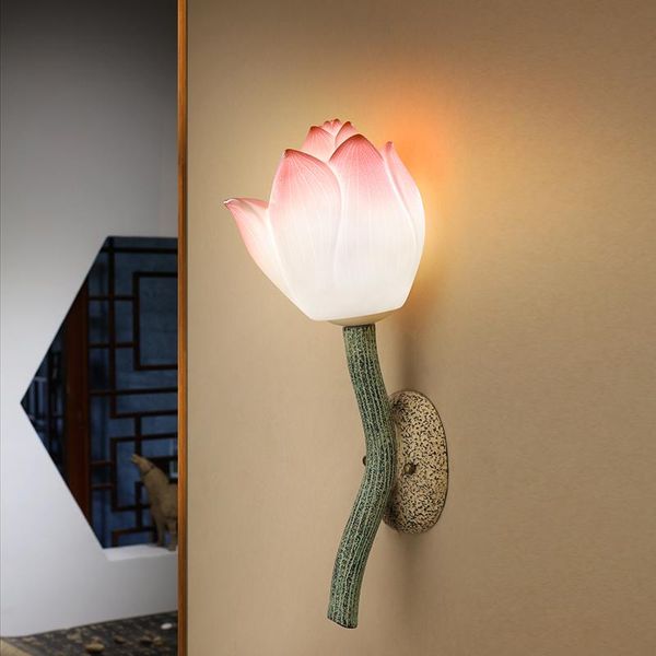 

wall lamp chinese creative aisle corridor stair hallway bedroom bedside porch light art lotus restaurant el bra sconce