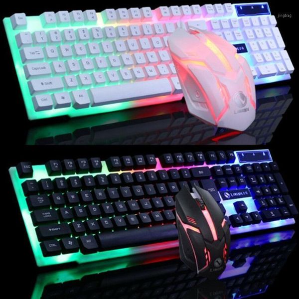 

led glowing computer deskwired mechanical keyboard and mouse game suite usb1