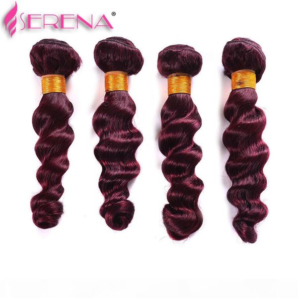 

99j burgundy ombre hair extensions indian hair bundles with closure burgundy hairs bundledeals afro hairs wine red loose wave hair weaves, Black;brown