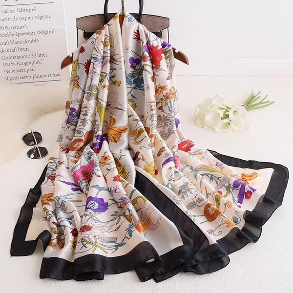 

2020 мода новые цветочные женщины шелк пашмина шарвес пляжные шали и обертывания украшения женские гладкие фулярные шарф sqczqe homees2007, Blue;gray