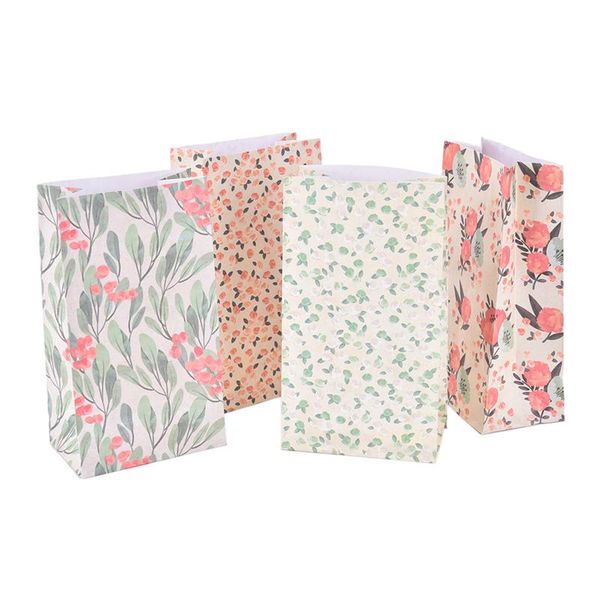 

gift wrap 4pcs flower paper xmas party holiday cookies bag holder + sticker