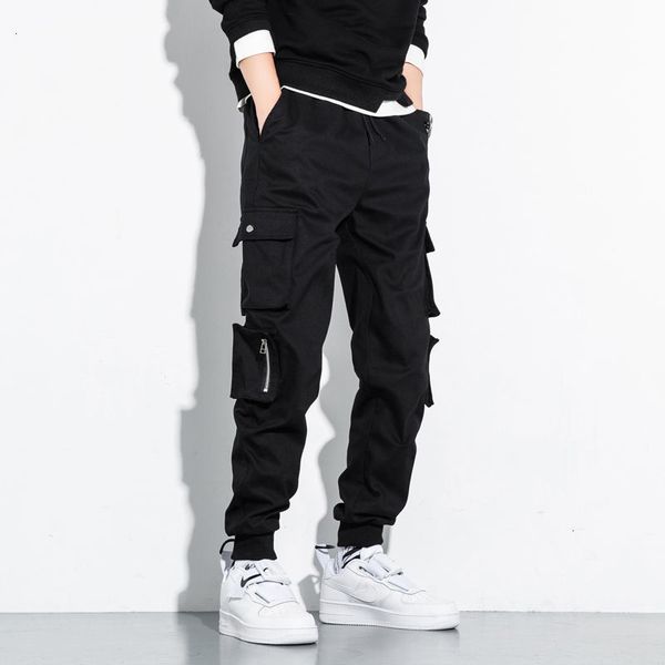 

trousers 2021 men's new autumn thin nine minutes multi-pocket pants youth male clothes j5uy, Black