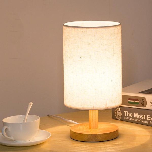

simple modern table lamp bedroom study bedside lamp solid wood creative birthday gift night light decoration eu/us/uk plug