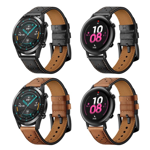 

42mm/46mm hole design huawei genuine leather strap gt 2 smart watch band replacements accessories wristbands