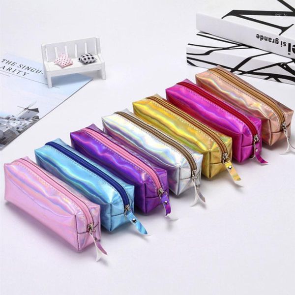

quality pu iridescent laser pencil school supplies stationery gift pencilcase school pencil case tools1
