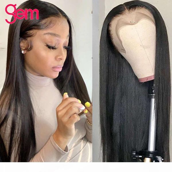 

13x4 lace frontal bone straight human for black women long gem brazilian hair 30 inch 4x4 closure wigs, Black;brown