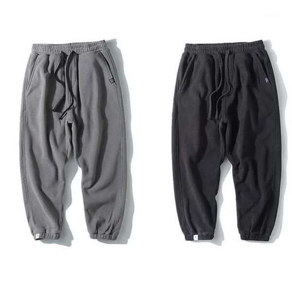 

2020 new sweatpants men harem pants elastic waist autumn winter trendy fleece warm trousers male comfort joggers sports1, Black
