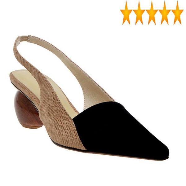 

sandals pointed toe high heel summer shoes women mixed color 100% genuine leather street casual office ladies pumps white 34-39, Black