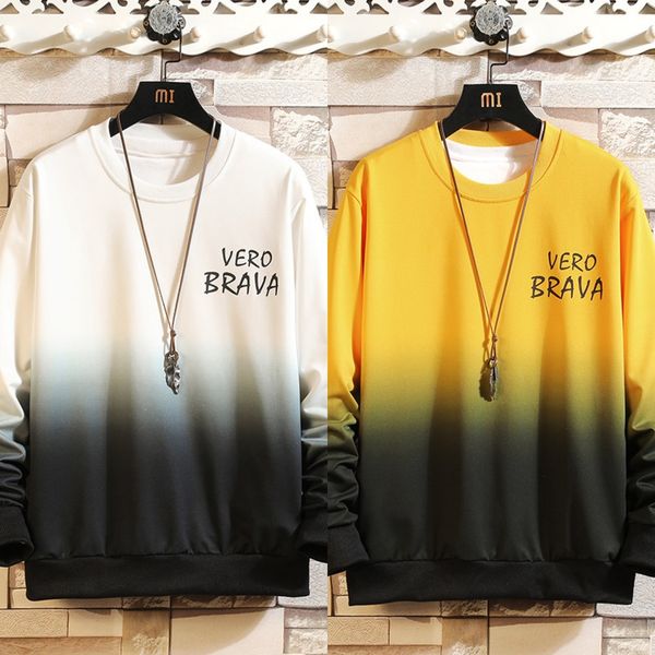 

autumn pulloversweater pullover round neck pullover men's handsome fashion casual base shirt youth gradient sweater junior and senior h, Black