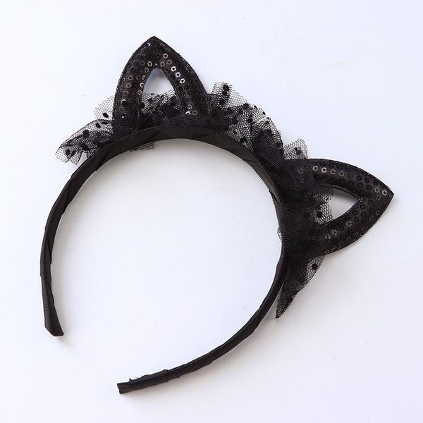 

hair accessories cat ears lace hairbands for girl headwear children birthday party gift band ornament headband, Slivery;white
