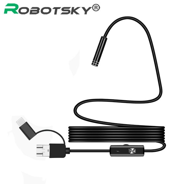 

3 in 1 7mm type c waterproof 6 led micro usb endoscope borescope inspection camera